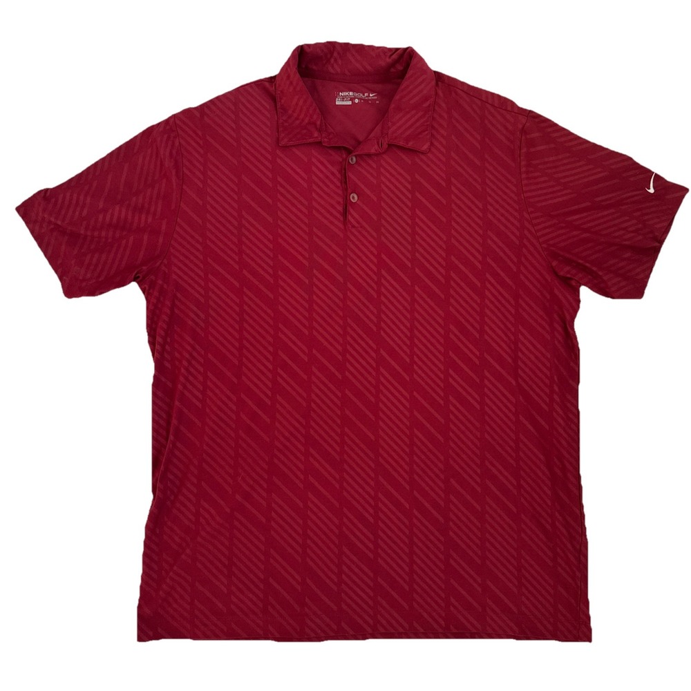 Nike Golf Polo Shirt Mens XL Red Tour Performance‎ Geometric Stretch